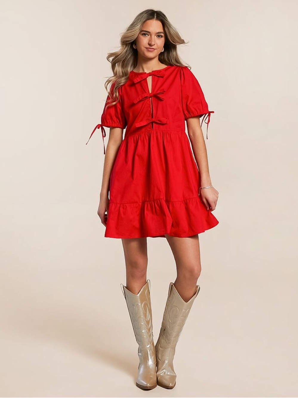 Willow & Root Front Tie Bubble Dress - Picture 9 of 11